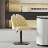 Glam Gray Swivel Adjustable Leather Footrest Back Bar Stool Image - 13