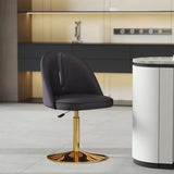 Glam Gray Swivel Adjustable Leather Footrest Back Bar Stool Image - 19