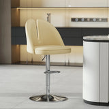 Glam Gray Swivel Adjustable Leather Footrest Back Bar Stool Image - 2