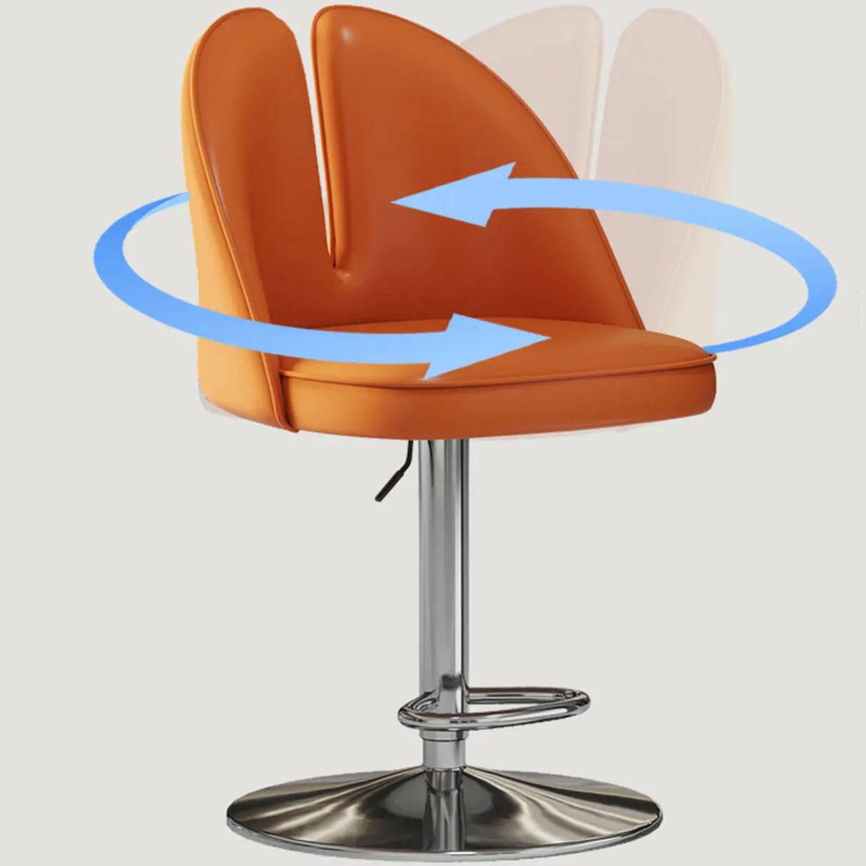 Glam Gray Swivel Adjustable Leather Footrest Back Bar Stool Image - 20