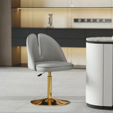 Glam Gray Swivel Adjustable Leather Footrest Back Bar Stool Image - 23