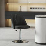 Glam Gray Swivel Adjustable Leather Footrest Back Bar Stool Image - 26