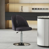 Glam Gray Swivel Adjustable Leather Footrest Back Bar Stool Image - 27