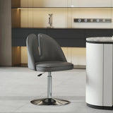 Glam Gray Swivel Adjustable Leather Footrest Back Bar Stool Image - 28