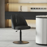 Glam Gray Swivel Adjustable Leather Footrest Back Bar Stool Image - 3