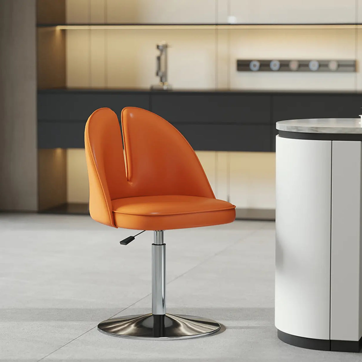 Glam Gray Swivel Adjustable Leather Footrest Back Bar Stool Image - 30