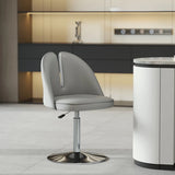 Glam Gray Swivel Adjustable Leather Footrest Back Bar Stool Image - 31