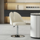 Glam Gray Swivel Adjustable Leather Footrest Back Bar Stool Image - 33