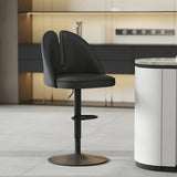 Glam Gray Swivel Adjustable Leather Footrest Back Bar Stool Image - 34