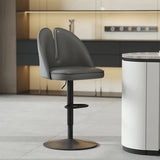 Glam Gray Swivel Adjustable Leather Footrest Back Bar Stool Image - 36
