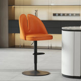 Glam Gray Swivel Adjustable Leather Footrest Back Bar Stool Image - 37