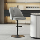 Glam Gray Swivel Adjustable Leather Footrest Back Bar Stool Image - 38