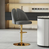 Glam Gray Swivel Adjustable Leather Footrest Back Bar Stool Image - 43