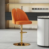 Glam Gray Swivel Adjustable Leather Footrest Back Bar Stool Image - 44