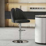 Glam Gray Swivel Adjustable Leather Footrest Back Bar Stool Image - 48