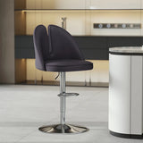 Glam Gray Swivel Adjustable Leather Footrest Back Bar Stool Image - 49