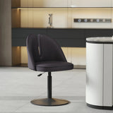 Glam Gray Swivel Adjustable Leather Footrest Back Bar Stool Image - 5