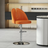 Glam Gray Swivel Adjustable Leather Footrest Back Bar Stool Image - 51