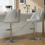Glam Gray Swivel Adjustable Leather Footrest Back Bar Stool Image - 7
