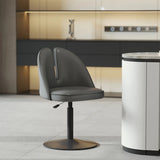 Glam Gray Swivel Adjustable Leather Footrest Back Bar Stool Image - 8