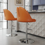 Glam Gray Swivel Adjustable Leather Footrest Back Bar Stool Image - 9