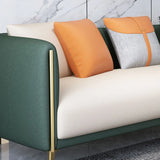 Glam Green-Beige Stain Resistant Tech Cloth Pillow Sofa Image - 12