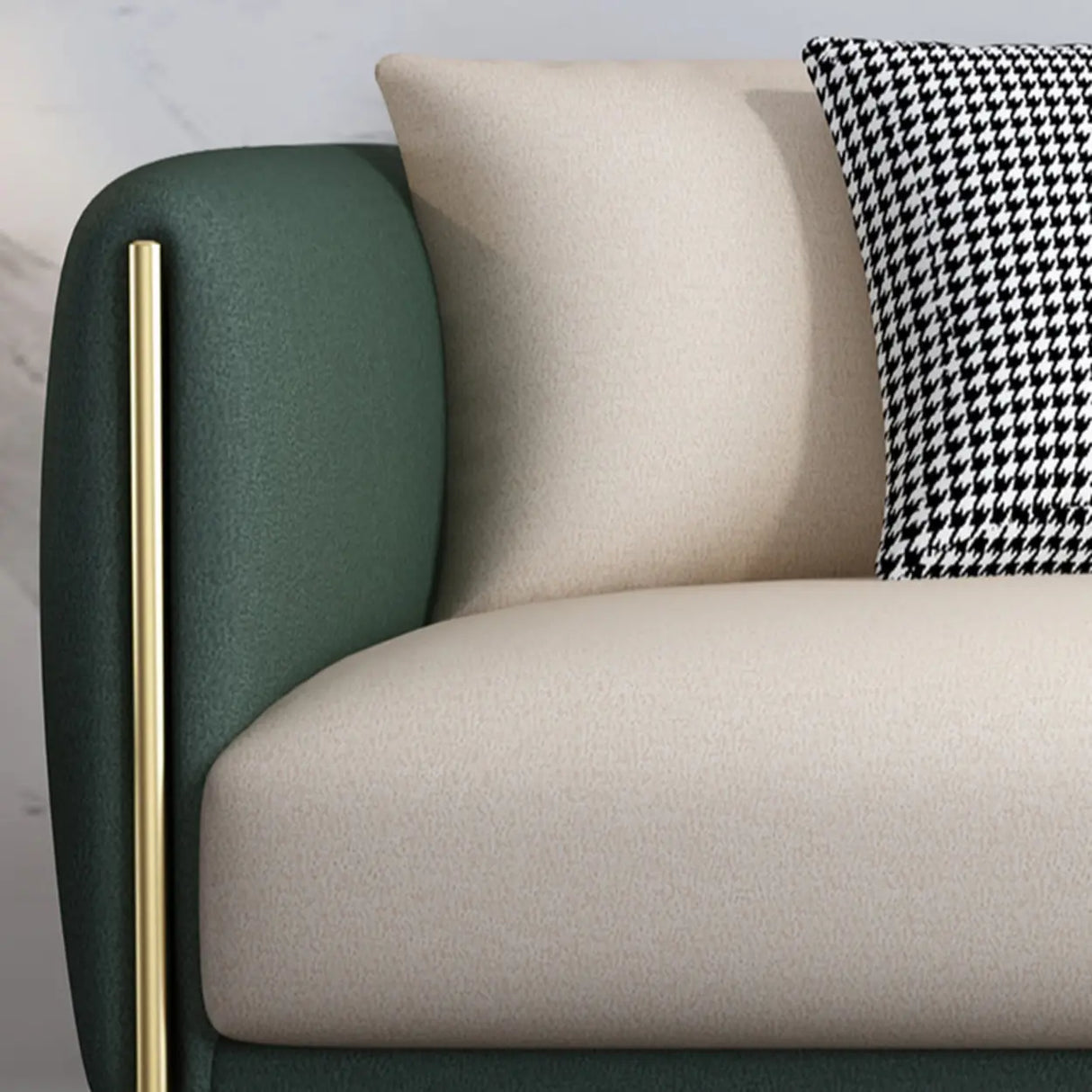 Glam Green-Beige Stain Resistant Tech Cloth Pillow Sofa Image - 13