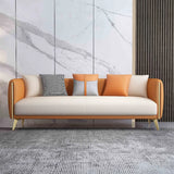 Glam Green-Beige Stain Resistant Tech Cloth Pillow Sofa Image - 2