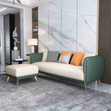 Glam Green-Beige Stain Resistant Tech Cloth Pillow Sofa Image - 4