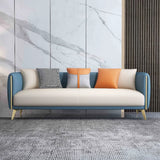 Glam Green-Beige Stain Resistant Tech Cloth Pillow Sofa Image - 5