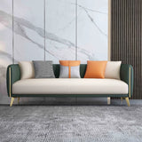Glam Green-Beige Stain Resistant Tech Cloth Pillow Sofa Image - 7