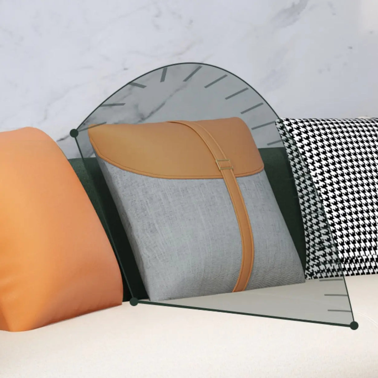 Glam Green-Beige Stain Resistant Tech Cloth Pillow Sofa Image - 8