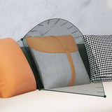 Glam Green-Beige Stain Resistant Tech Cloth Pillow Sofa Image - 8
