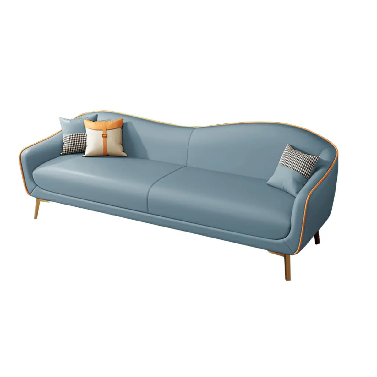 Glam Green Velvet Tight Back Brass Leg Curved Sofa Image - 10