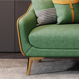 Glam Green Velvet Tight Back Brass Leg Curved Sofa Image - 14