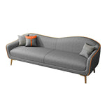 Glam Green Velvet Tight Back Brass Leg Curved Sofa Image - 19