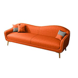 Glam Green Velvet Tight Back Brass Leg Curved Sofa Image - 20