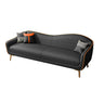 Glam Green Velvet Tight Back Brass Leg Curved Sofa Image - 21