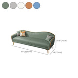 Glam Green Velvet Tight Back Brass Leg Curved Sofa #size