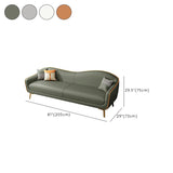 Glam Green Velvet Tight Back Brass Leg Curved Sofa Image - 23