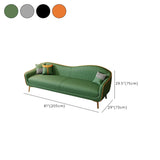Glam Green Velvet Tight Back Brass Leg Curved Sofa Image - 24