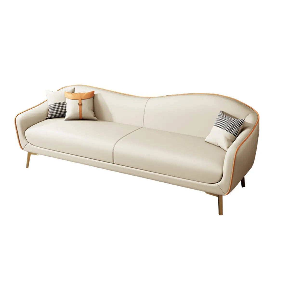 Glam Green Velvet Tight Back Brass Leg Curved Sofa Image - 5