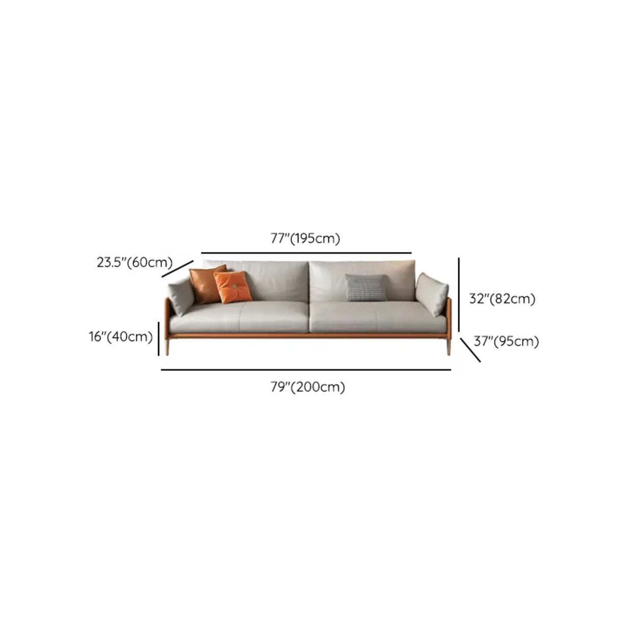 Glam Grey Faux Leather Square Arm Pillow Back Sofa Image - 17