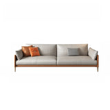 Glam Grey Faux Leather Square Arm Pillow Back Sofa Image - 5