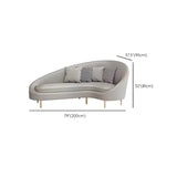 Glam Grey Leather Foam Fill Metal Frame Curved Sofa #size