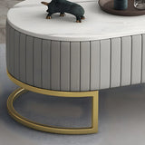 Glam Grey Marble Drawers Storage TV Stand with Legs Image - 11