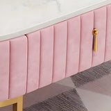 Glam Grey Marble Drawers Storage TV Stand with Legs Image - 13