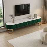 Glam Grey Marble Drawers Storage TV Stand with Legs Image - 2