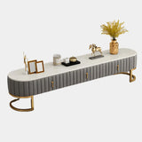 Glam Grey Marble Drawers Storage TV Stand with Legs Image - 5
