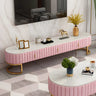71"L x 16"W x 18"H Pink Glam Grey Marble Drawers Storage TV Stand with Legs Image - 7